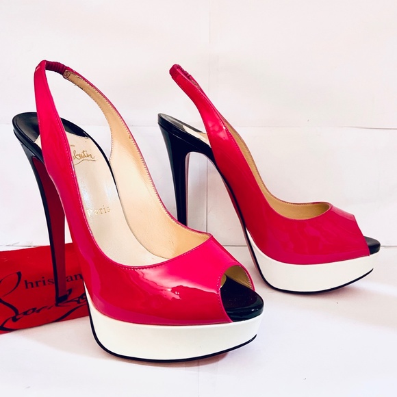 Christian Louboutin Shoes - Louboutin LADY PEEP SLING 150 Pink Colorblock Pump